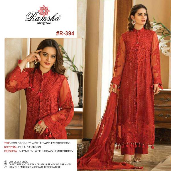 Ramsha R 391 To R 394 Fancy Georgette Embroidery Pakistani Salwar 